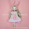 Ropa para muñecas bjd de 6 puntos, vestido de muñeca de 30 cm, vestido Lolita, traje de pantalón vaquero con tirantes.