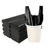 Bolsas de basura negras extra gruesas, tamaño mediano-grande, boca plana, con asa, bolsas de plástico tipo chaleco reforzadas para uso doméstico, cocina y dormitorio
