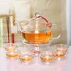 Tetera de Vidrio Juego de Té Juego de Teteras Hervidor para Hervir Té Negro Hervidor Resistente al Calor de Alto Borosilicato para Hervir Té