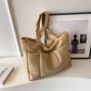 Bolsa versátil de cor sólida, bolsa de ombro feminina transversal, bolsa de mão de grande capacidade, bolsa de algodão simples e moderna