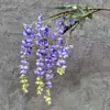 Flores de glicina artificiales colgando del árbol, flores falsas para bodas y accesorios para fotos, flores de haba de rama larga para decoración de paisajes, ramas de flores artificiales