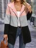 Abrigo con capucha de moda casual suelto de contraste de color de tres colores para mujer de otoño e invierno europeo y americano Amazon transfronterizo ropa de mujer