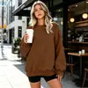 Logo personalizado, estilo europeo y americano, comercio electrónico transfronterizo, color sólido, corte holgado, casual, sudadera con cuello redondo, sudadera de punto de color sólido, estilo mujer