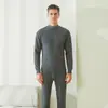 Ropa interior térmica de manga larga para invierno, a prueba de frío, para hombre, traje de pijama de forro polar engrosado