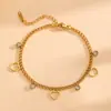 Joyería de Acero de Titanio Chapada con Oro Real de 18K, Joyería de Corazón Hueco de Corte Europeo y Americano de Alta Gama y Versátil con Pulsera de Corazón de Melocotón con Diamantes para Mujer