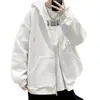 Sudadera con capucha de moda de corte holgado para hombre, adecuada para primavera, otoño e invierno, casual y versátil, estilo coreano, color liso, conjunto para parejas, chaqueta con forro polar