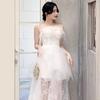 Vestido de Noche 2026 Estilo Nuevo Blanco Ligero Vestido de Boda con Aura, Sin Tirantes, Estilo Banquete, Como un Hada, Soñador, Vestido Estilo Bosque