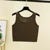 Colete Curto de Modal para Primavera e Verão Wrap Gola Redonda Ombligo Camisa Base Distinta Moda Versátil Top Feminino Costas