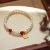 Pulseira de Contas de Bambu Verde Esmeralda Estilo Chinês Novo Yuhong para Mulheres, Pulseira Exquisita de Nicho de Luxo Leve Estilo Chinês Novo, Venda Direta do Fabricante