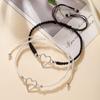Pulseira Criativa para Casal Preto e Branco Pulseira de Amor Vazada Pulseira Trançada de Puxar Pulseira de Puxar Pulseira Ajustável para Mulheres