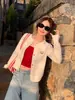 Casaco Cardigan com Saia Tricô Feminino Outono Inverno Novo Cor Dopamina Botões Bordado Jaqueta Rejuvenescedora Tendência