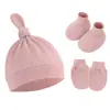 Novo Chapéu de Nó para Recém-Nascido Estilo Comércio Exterior com Proteção Facial Anti-Arranhões, Luvas, Coberturas para Pés e Tampa para Chupeta Chapéu de Bebê
