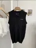 Kekezoon Gola Boneca Recorte Sem Mangas Malha Feminina Verão Novo Slim Fit Etiqueta com Letra Top 8164