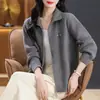 Chamarra suéter con cierre de moda estilo coreano para mujer, bordada, nuevo modelo primavera/otoño, cuello alto, prenda exterior casual, cárdigan de punto elegante
