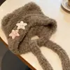 Gorro de peluche con lazo de orejas de oso para mujer, a prueba de viento, resistente al frío, protege los oídos, cálido, con doble cordón, lindo