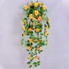 Atacado Distribuição Simulação rosa buquê de parede pendurado planta rattan decoração do casamento Flor acessórios para casa pendurado rattan flor falsa