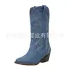 Juyuan 2026 Otoño e Invierno Nuevas Botas Largas de Talla Grande para Comercio Exterior Botas de Tacón Alto para Mujer Estilo Europeo y Americano de Media Pantorrilla con Pedrería
