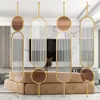 Tela de Vidro Divisória Changhong de Luxo Leve, Giratória, Simples, para Sala de Estar, Entrada, Parede Decorativa de Aço Inoxidável