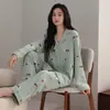 Pijama de Algodón Puro Nuevo Otoño 2026 para Mujer, Conjunto Delgado de Manga Larga y Pantalón Largo Casual Cómodo para Casa, Se Puede Usar al Aire Libre