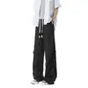 Calça jeans casual reta tie-dye estilo hip-hop americano para homens, calça longa de corte solto, calça jovem moderna de alta qualidade em preto e branco