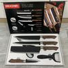 Conjunto de Facas Marteladas de Aço Inoxidável Conjunto de 6 Peças com Cabo Revestido Conjunto de Facas Seis Peças Conjunto de Facas de Cozinha Seis Peças Caixa para Presente