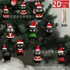 10 Conjuntos de Decoração de Natal Gato Preto Chapéu de Natal Fantasia Árvore de Madeira para Interior e Exterior Pêndulos de Decoração para Casa