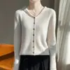 Nuevo Sudadera con Capucha de Punto para Mujer Otoño 2026 Top de Cuello en V Abrigo Cardigan con Capucha de Alta Gama Listo para Usar