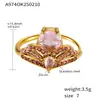 Anillo Omega de Acero Inoxidable Color Rosa Huevo de Paloma con Corona de Diamantes Grande, Apertura Lateral, Ajustable, Completamente Incrustado en Diamantes para Mujer