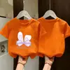 Camiseta de Manga Corta de Algodón Puro para Niña 2026 Verano Nuevo Estilo Linda Estampada Casual Top Delgado Transpirable para Niña