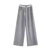Pantalones de chándal de estilo americano con bloques de color para mujer, Novedad Primavera 2026, de Cintura Alta, Holgados, Casual, de Pierna Recta, Pantalones de Pierna Ancha Sueltos