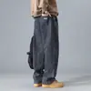 Jeans Retrô Lavado Americano para Homens, Calças Retas High Street para Primavera e Outono, Calças Largas de Marca Tendência, Comprimento Total