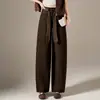 Calça casual de perna larga com corte justo para mulheres, nova coleção outono 2026, cintura alta, modelagem que emagrece, com caimento fluido, calça social versátil de cintura alta