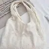 Bolsa de lona floral de encaje fresco estilo coreano para mujer, nuevo modelo 2026, bolso de hombro tipo tote de gran capacidad, bolso para llevar debajo del brazo para el trabajo