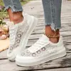 2026 Nuevos Zapatos de Encaje Hueco Estilo Europeo y Americano para Mujer, Zapatos Blancos Planos Transpirables, Zapatos Casuales de Moda Versátiles