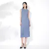Vestido de Verano para Mujer Estilo Miyake con Acabado de Alta Gama, Cuello Redondo, Vestido Chaleco sin Mangas, Sencillo y Versátil, de Longitud Media, Elegante Vestido Bodycon