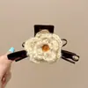 Pinza de pelo grande, voluminosa, de felpa floral para mujer, otoño/invierno, estilo de alta gama, pinza de pelo de lazo, nuevo clip de tiburón estilo coreano