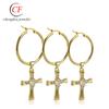 Aretes de moda europea y americana de fábrica directa para mujer de acero de titanio fe aretes de acero inoxidable aretes de cruz simple