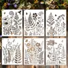 Molde Estêncil Popular de Samambaia e Pintura de Flores Silvestres da Amazon para Pintura em Spray, Esfregamento e Ensino DIY