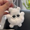 Colgante de bola de carbón, venta al por mayor, con pelo de conejo real, para bolso de coche, muñeco de peluche de dibujos animados, gafas de sol colgantes, llavero de bola de carbón.