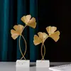 Adornos Decorativos de Hoja de Ginkgo de Hierro con Simulación Nórdica para Sala de Estar, Gabinete de Vino, Gabinete de TV, Artesanías Metálicas de Lujo Ligero de Alta Gama