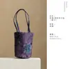 Bolsa de almacenamiento para juego de té de algodón tejido, bolsa cilíndrica gruesa para viaje, bolsa de ceremonia de té de tamaño grande para maestros de té