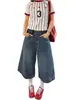 Jeans vintage lavados de pierna ancha talla plus para mujer, nuevo estilo verano 2026, tiro alto, corte holgado, adelgazantes, pantalones cropped de pierna recta para mujeres talla plus