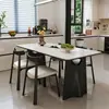 Mesa de Jantar em Pedra Sinterizada Mesa Retangular de Madeira Maciça e Conjunto de Cadeiras Estilo Nórdico Moderno Simples Jantar Mesa de Jantar Estilo Vintage
