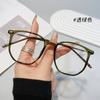Montura de gafas ultraligera TR90 para mujer que se puede combinar con grado de miopía, montura grande para cara redonda, estilo coreano, marrón frío, montura de gafas anti-luz azul