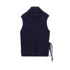 Chaleco de punto fino sin mangas con cuello alto tipo Wanwei para mujer, estilo nuevo de primavera 2025, lana, encaje, cuello alto P2746