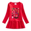 2026 Estilo Coreano Desenho Animado Primavera e Outono Nova Roupa Infantil para Meninas Vestido de Algodão Gola Redonda Plissado Estiloso Vestido de Bebê