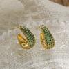 Aogu Moda Transfronteriza Lujo Accesible Cobre Chapado Oro Real Zircón Aretes Geométricos para Mujer Ins Nicho Retro Aretes de Alta Gama Nuevo