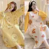 Nova camisola de manga comprida até o joelho para primavera, outono e inverno, estilo coreano, tamanho grande, corte solto, pode ser usada fora de casa, roupa de casa feminina