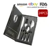 Amazon Explosions Produto Talheres de Aço Inoxidável Conjunto de Presente de 24 Peças 1010 Conjunto de Presente de Quatro Peças: Faca, Garfo e Colher