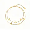 Pulsera popular de titanio y acero estilo ins, moderna, versátil, corazón, mariposa, estrella, geométrica, de acero inoxidable, joyería para la mano